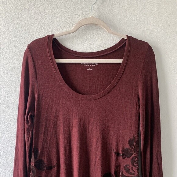 Soft Surroundings Womens Size Small Multicolor Floral Print Stretch Tunic Top - Picture 2 of 6